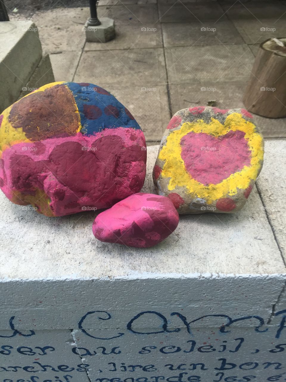 Hand painted hearts on rocks