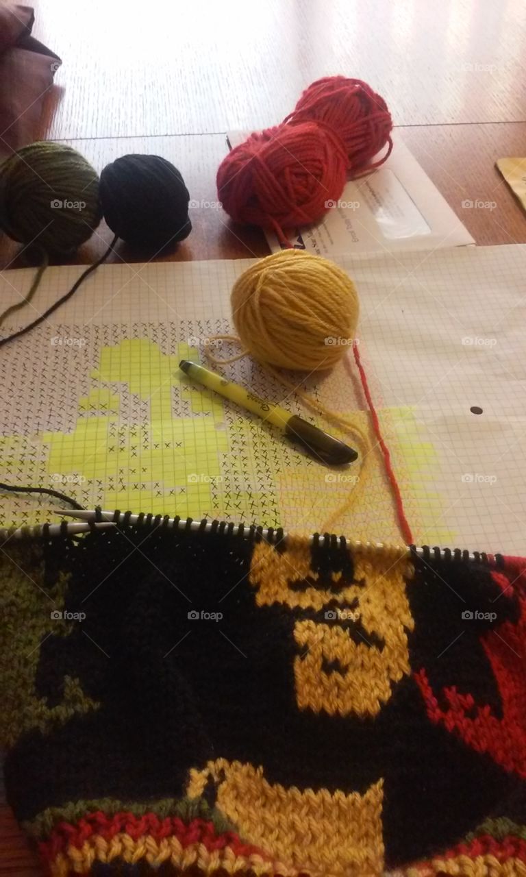 Bob Marley Beanie. knitting in progress