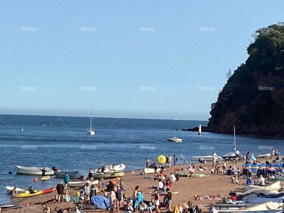 The second and last  photo of Shaldon beach, giving many people a last chance for some sunshine and summer, in Autumn, 2020.