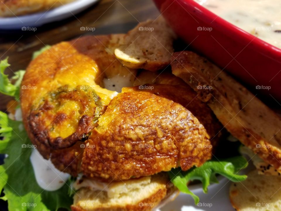 chicken and bacon ranch bagel