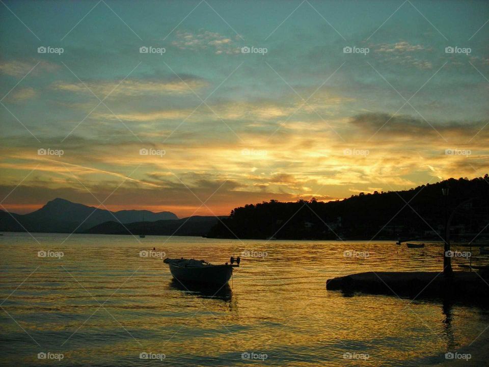Sunset in Greece. On the Greek Island of Poros