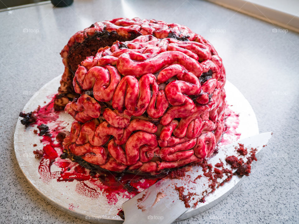 Bloody brain cake.