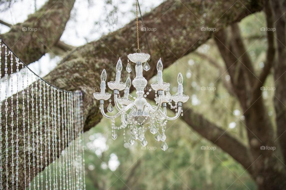 Victorian chandelier hanging in park