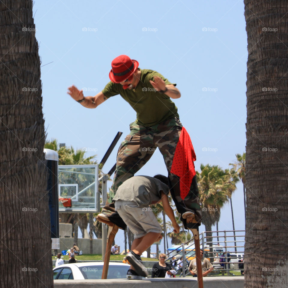 Venice Beach Performer In Action