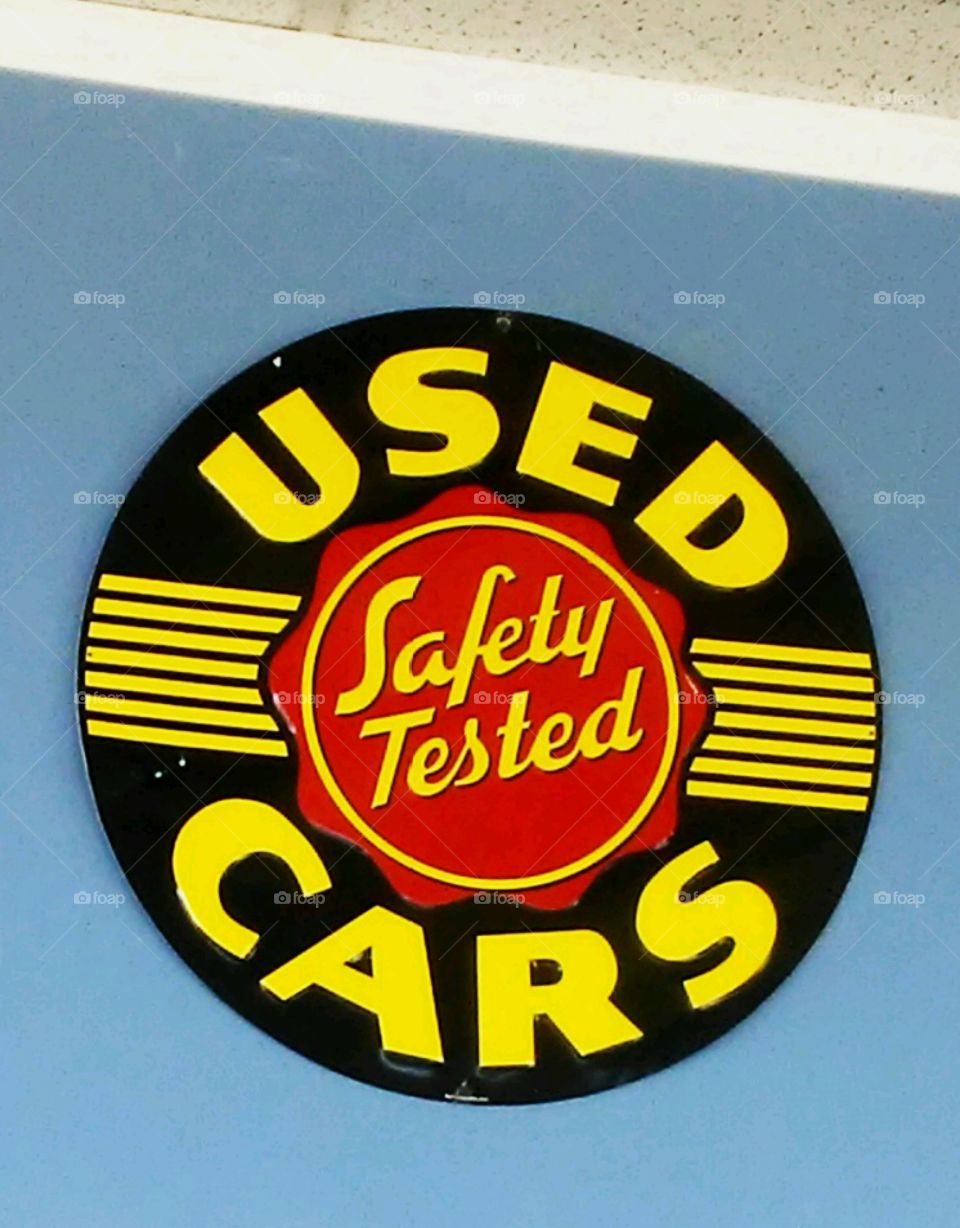 Vintage used car sign