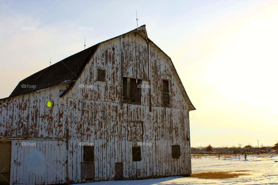 View of a large barn