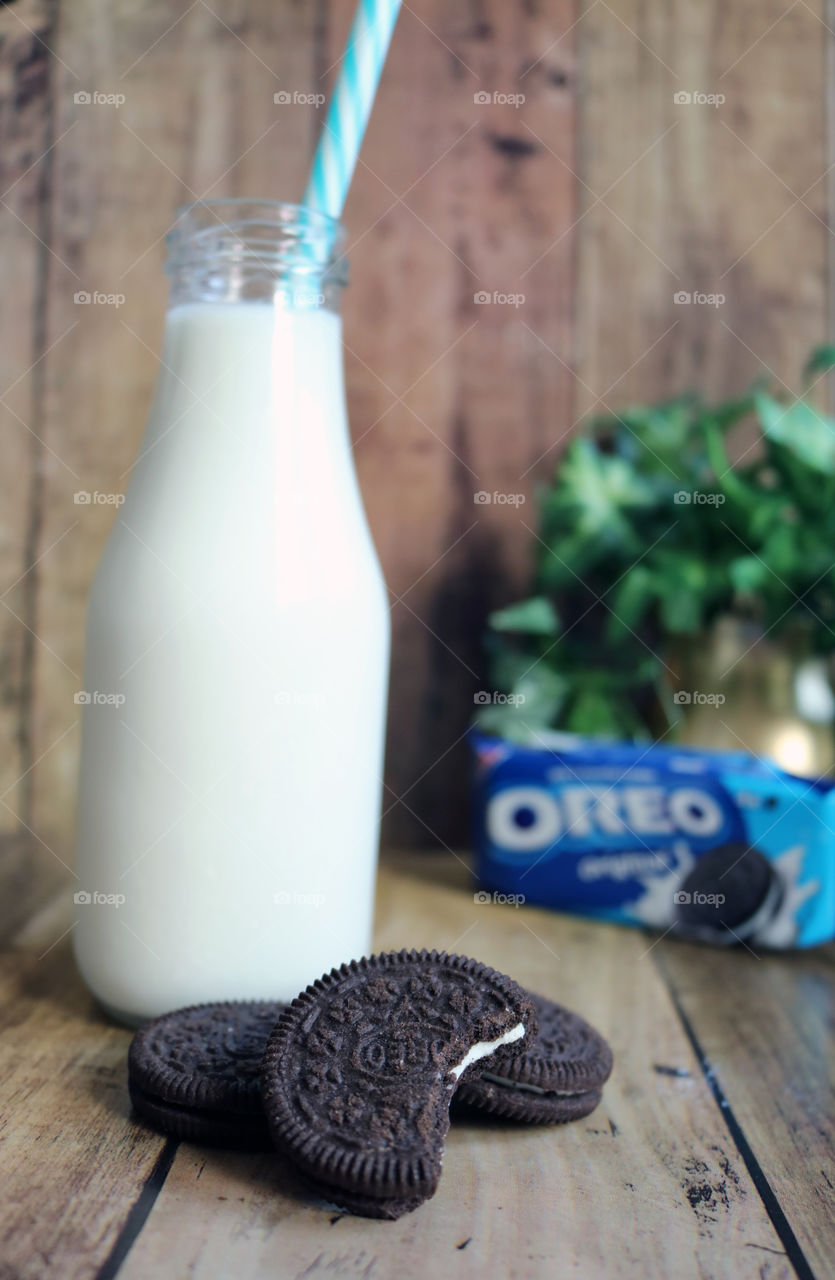 Oreo Cookie Monster and milk