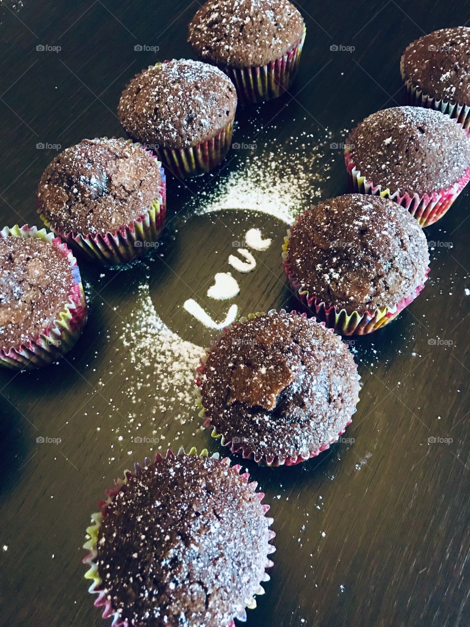 Homemade cocoa and amaretti muffins 
