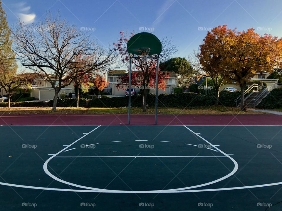 Basketball court at the park. California.