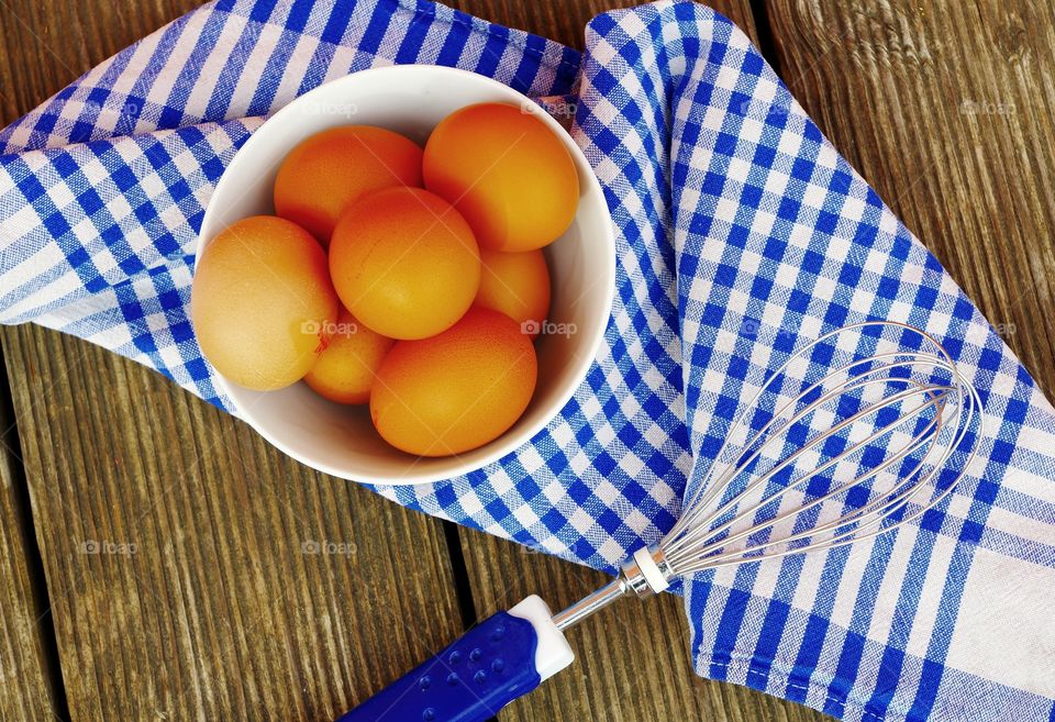 high angle view of eggs in bowl