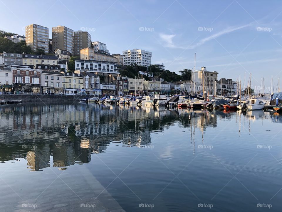 Torquay Harbour early this morning, looking amazing in the early morning sunlight, one of two photos.