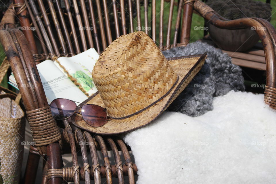 Relaxing in garden.