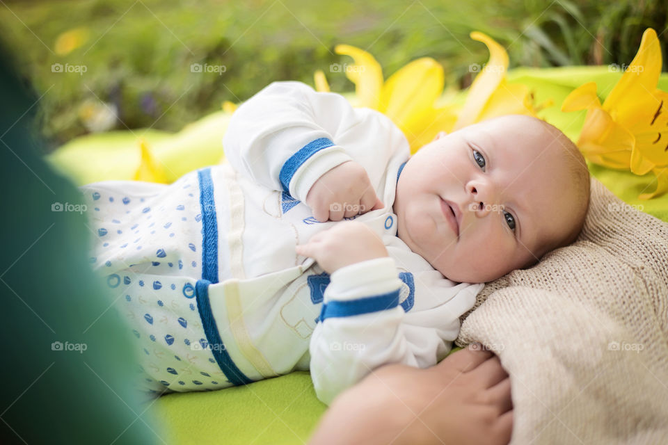 Portrait of a cute newborn baby