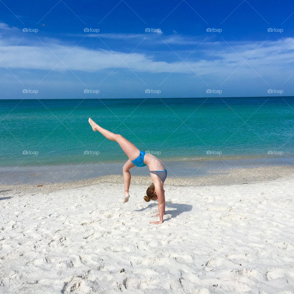 Gymnastics on beach