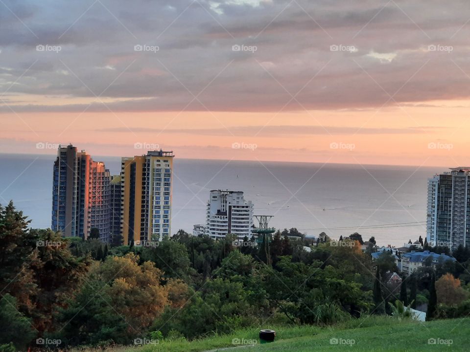 Sea view from a hill.