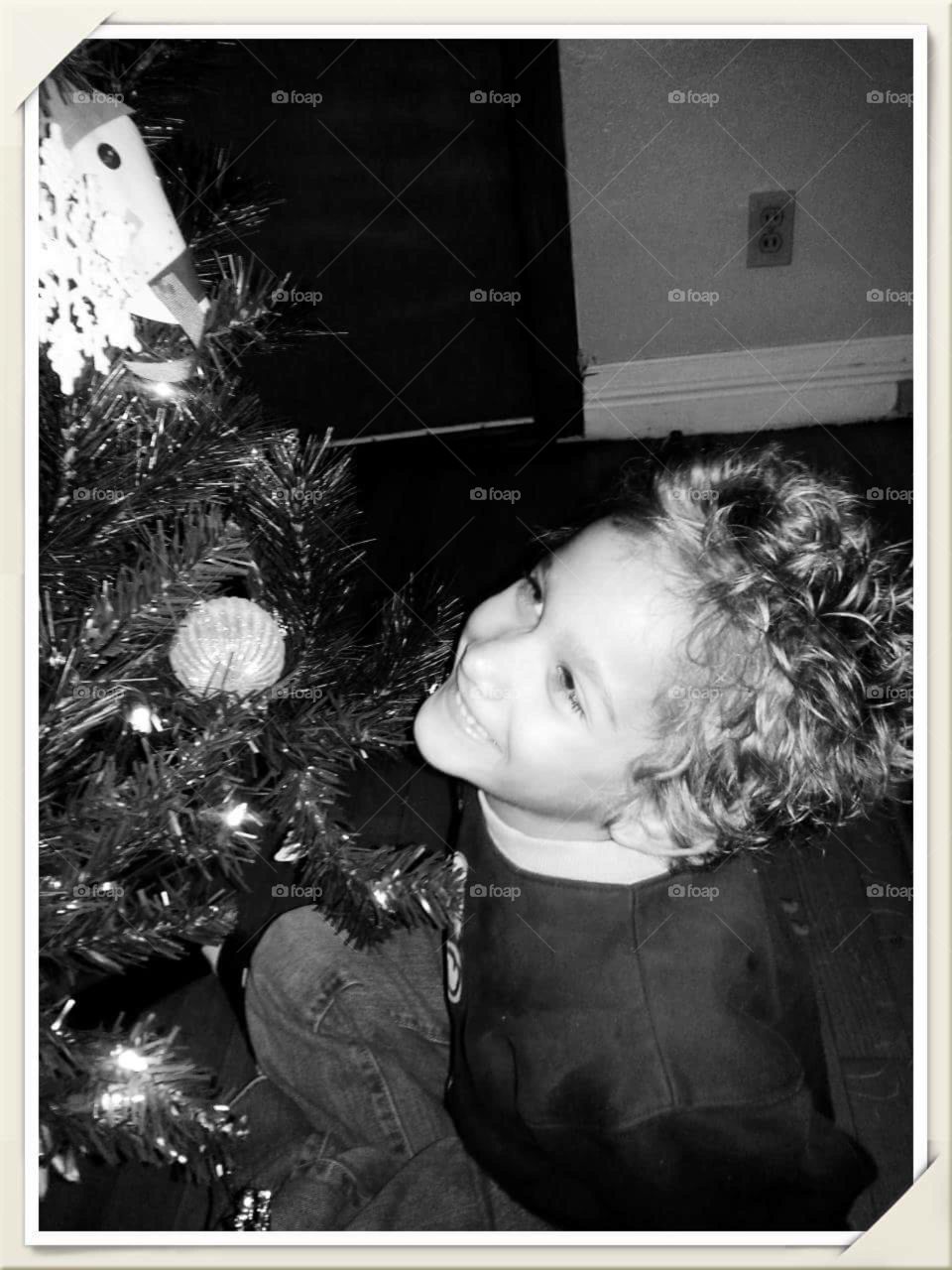 Christmas boy and tree