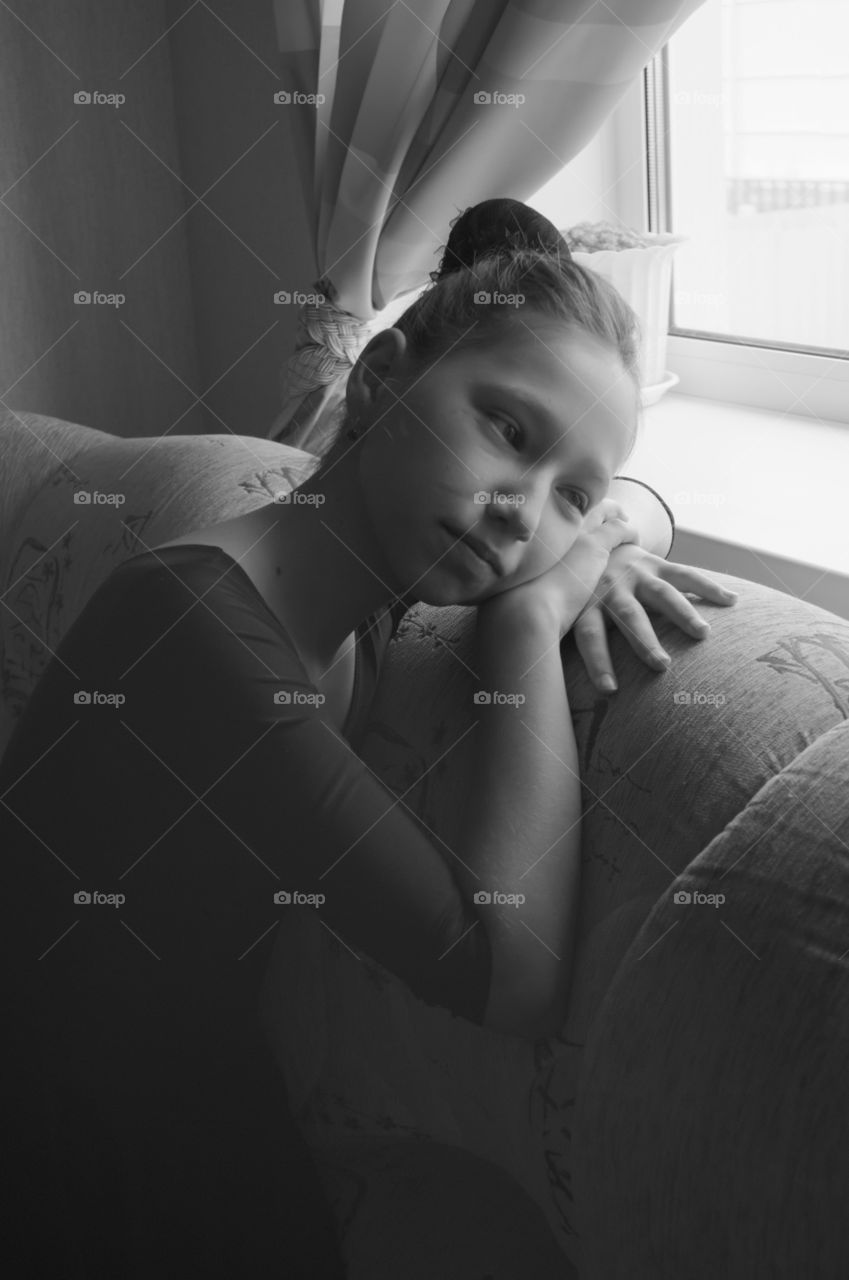 Portrait of a gumnast. Dreams.