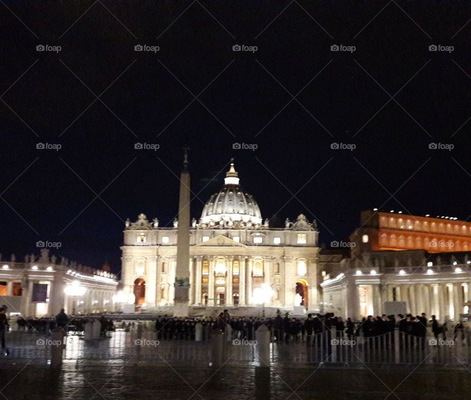 Vatican lighted