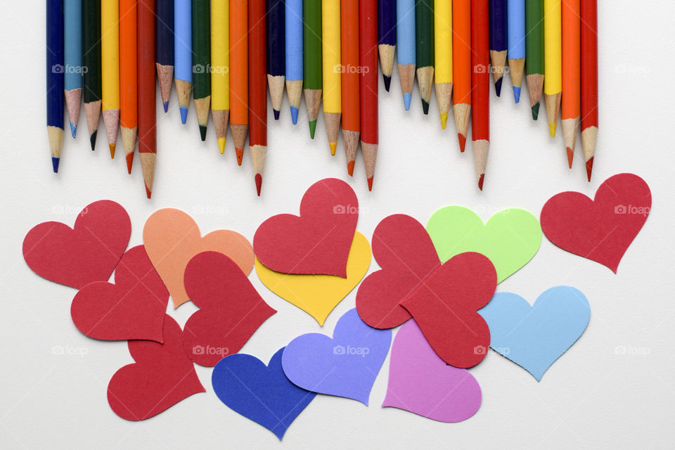 Colored Pencils and Hearts