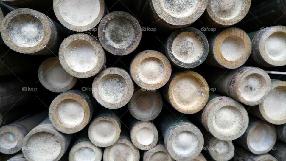 Bamboo sticks cut with visible ends in a circle