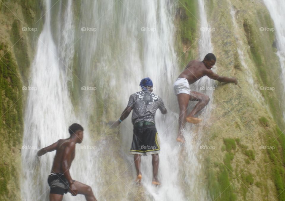 Climbing beautiful Caribbean waterfall!  