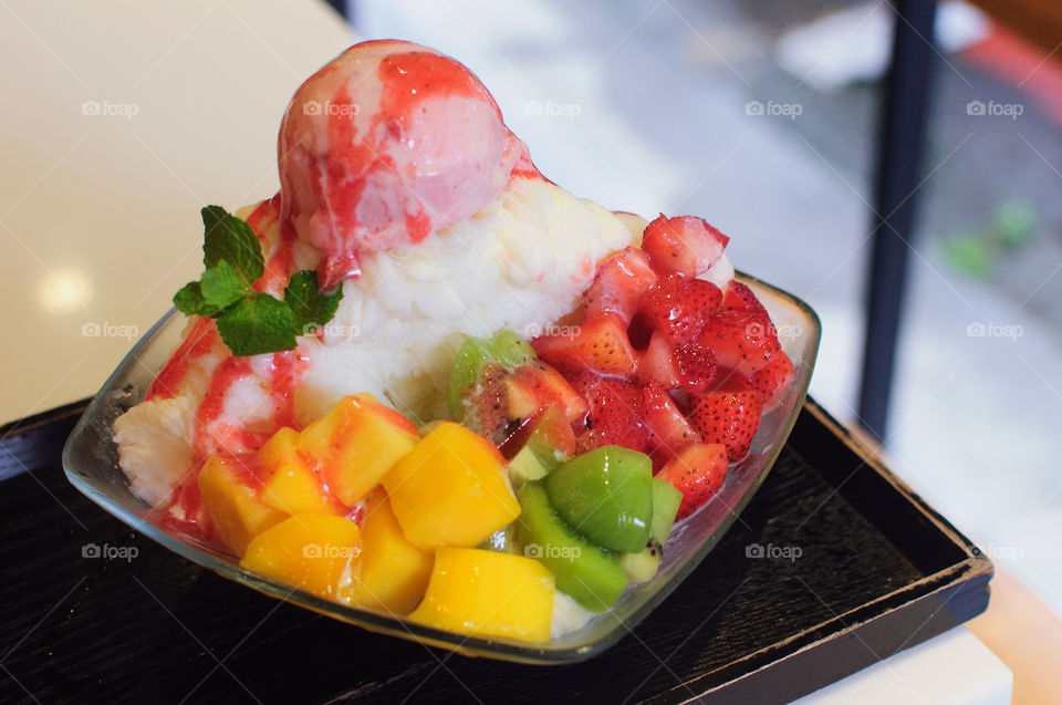 One of Taiwan's most sought-after desserts, shaved ice and fruit. 