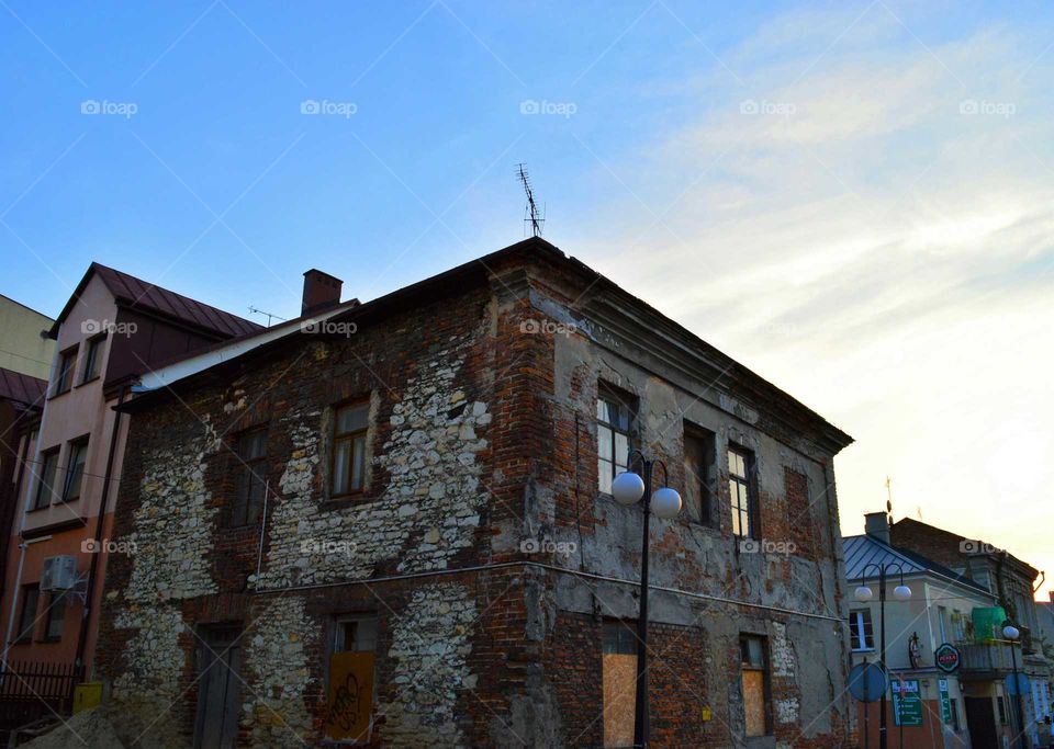 Ruins of old tenement- house in Chełm, Poland