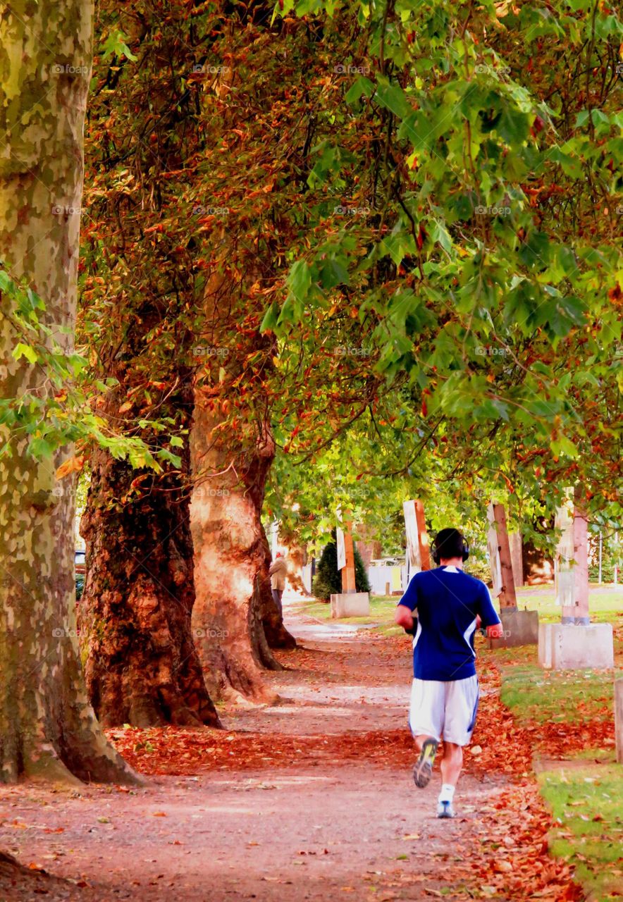 jogging in the park