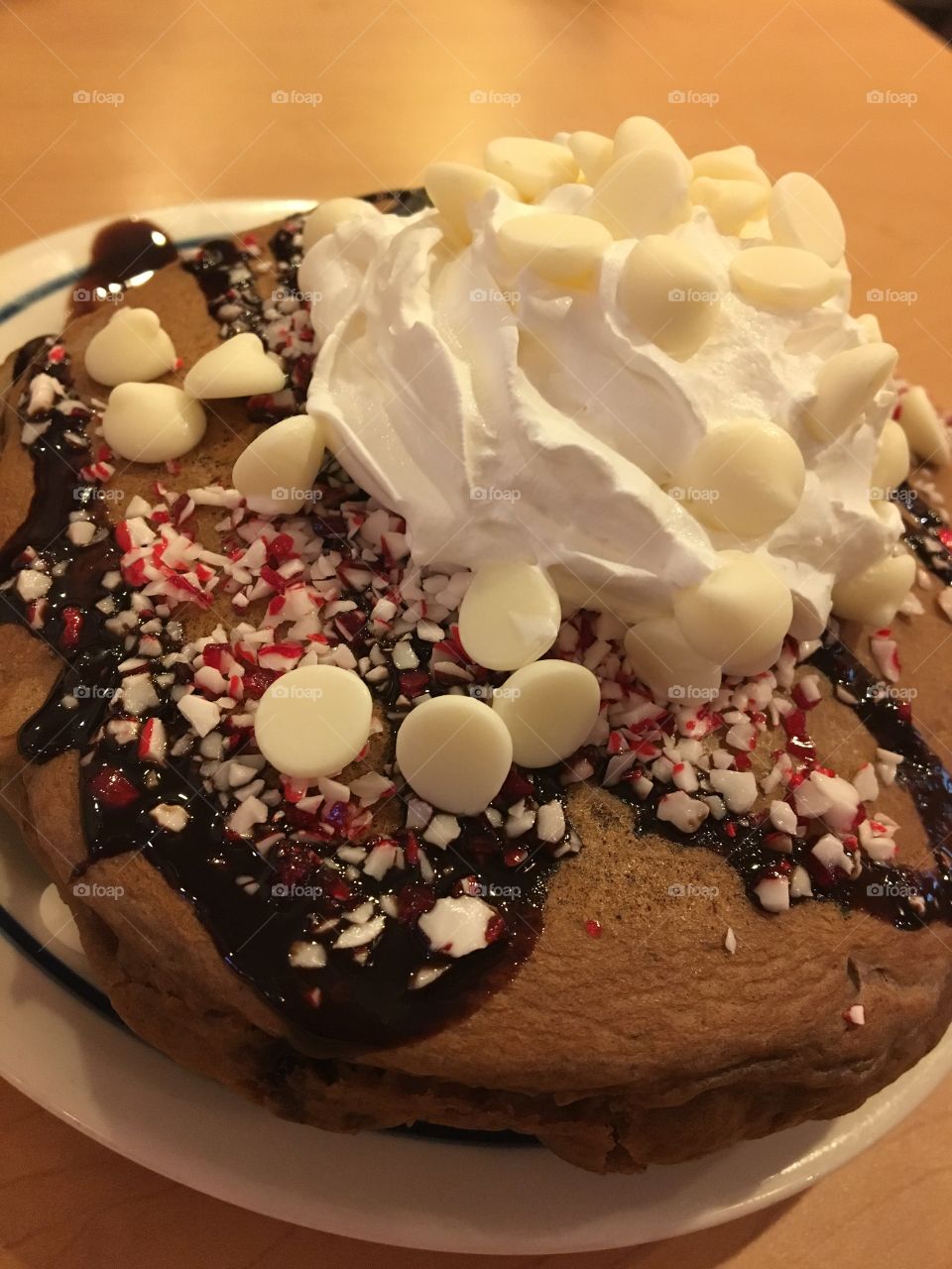 Chocolate Peppermint Pancakes with White Chocolate Chips