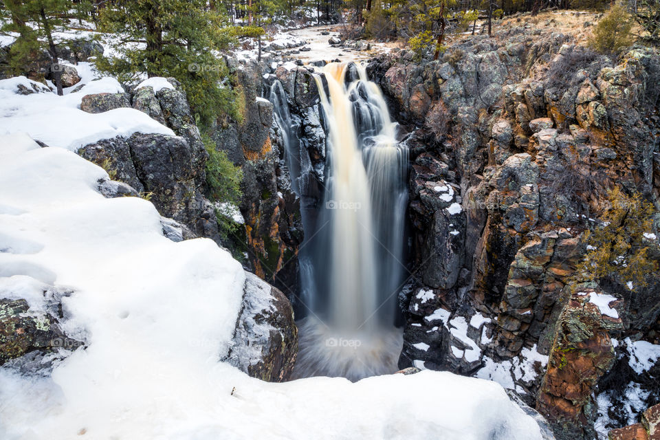 Beautiful Winter Waterfall Long-Exposure in Northern Arizona