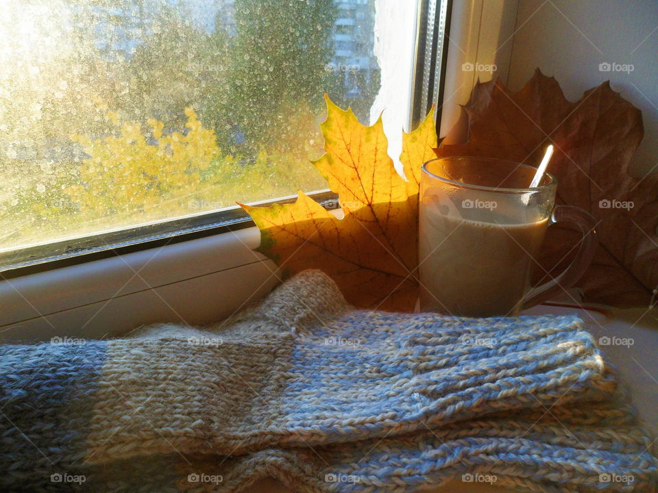 warm socks, cocoa and autumn leaves