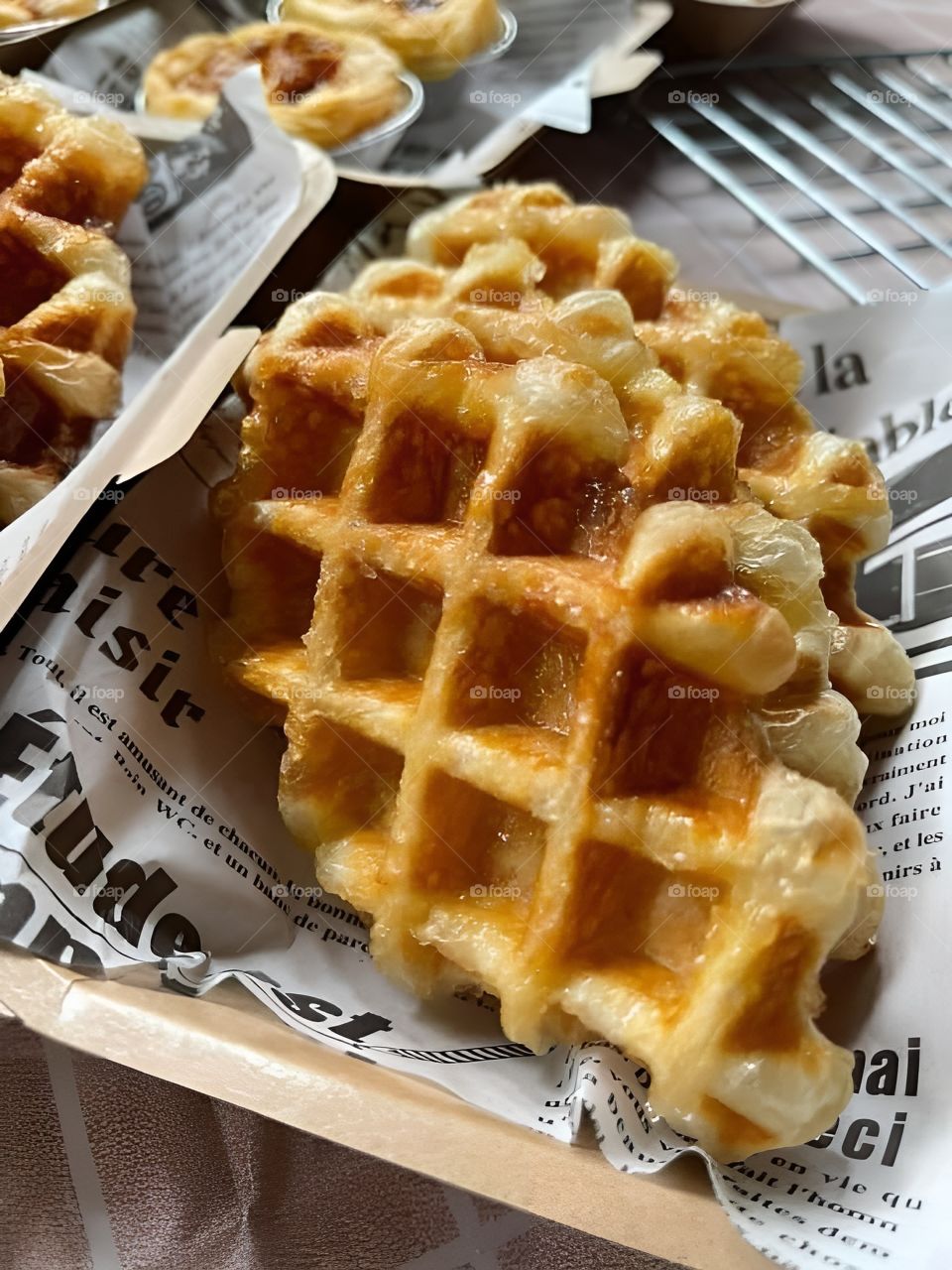 a simple waffle hot from oven