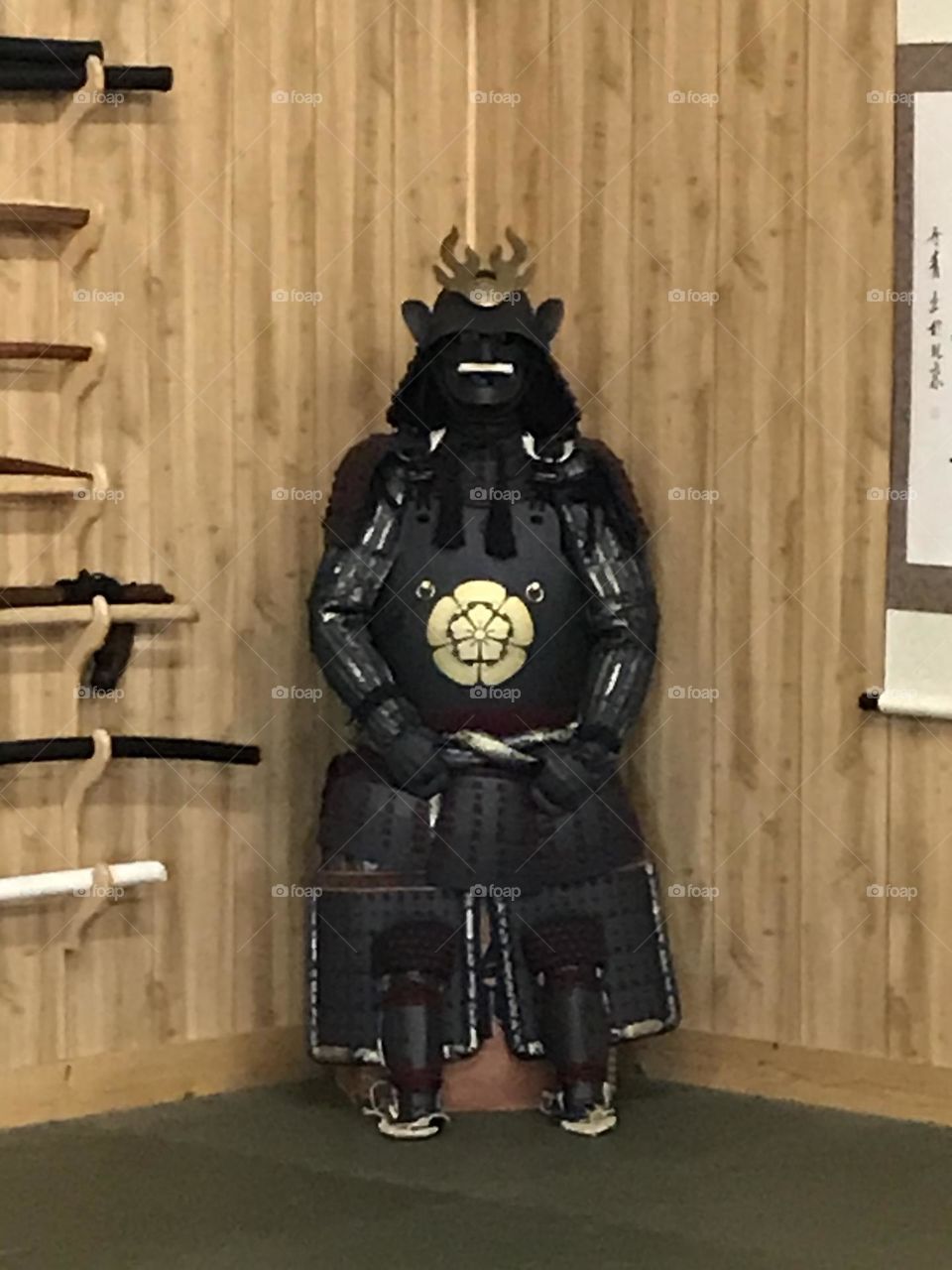 A samurai tosei gusoku at the Japanese martial arts dojo. This suit of armor doubles as a display and something wearable.