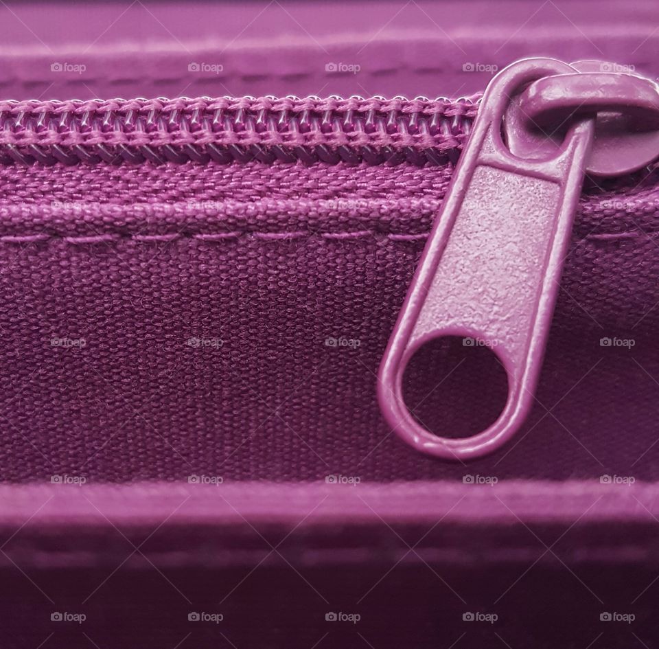 Close-up of zipper pocket