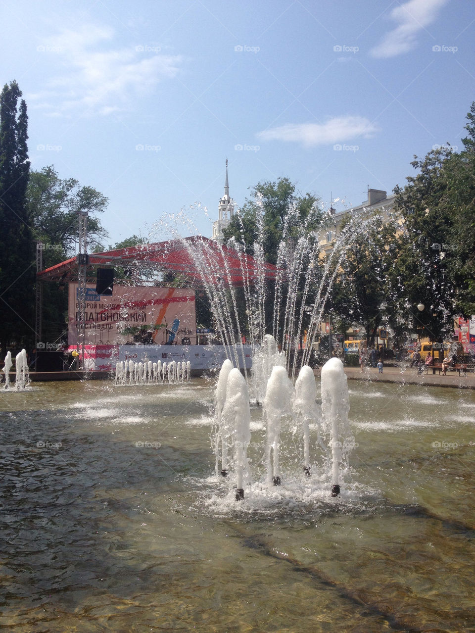 city summer water fountain by penguincody