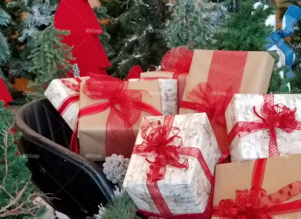 Christmas gifts with ribbons