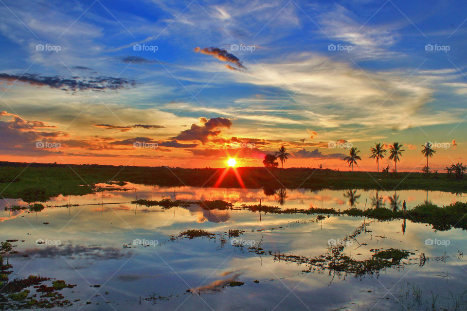 sunset at tungkaran, south Borneo, Indonesia.
