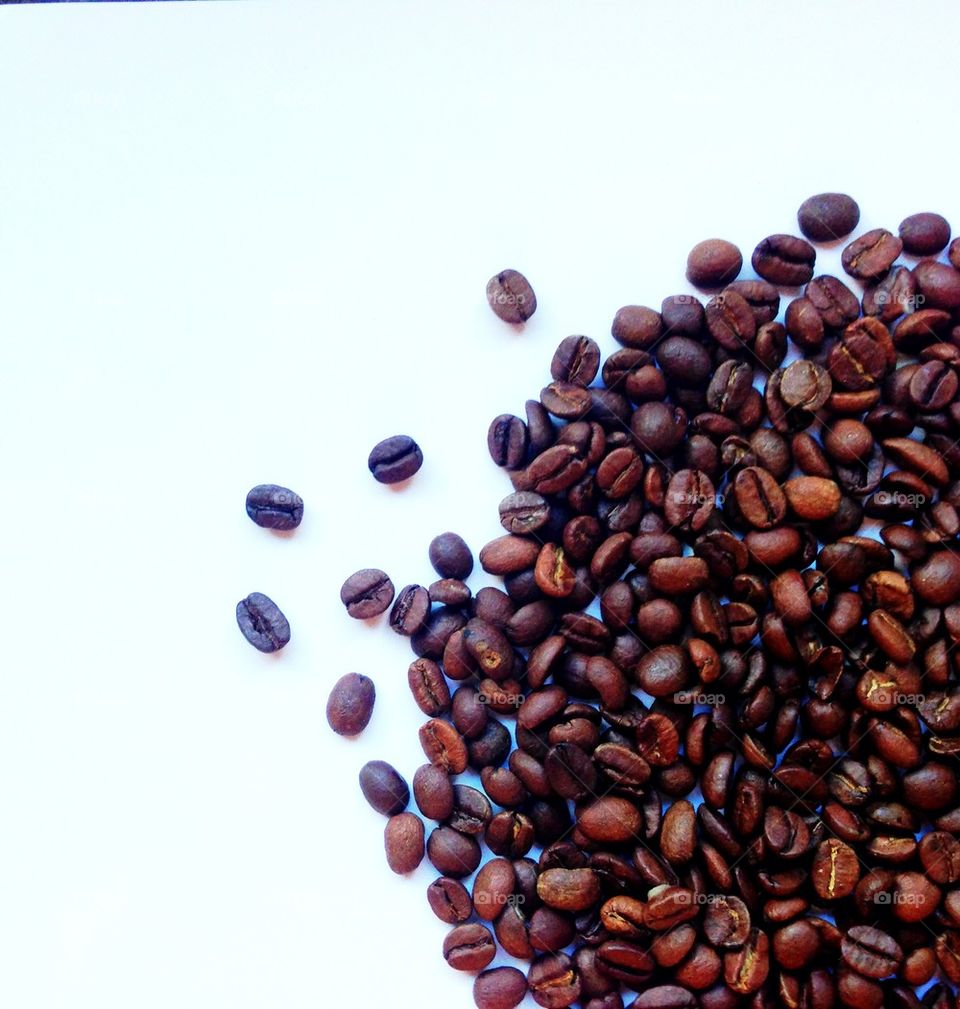 Coffe beans on white