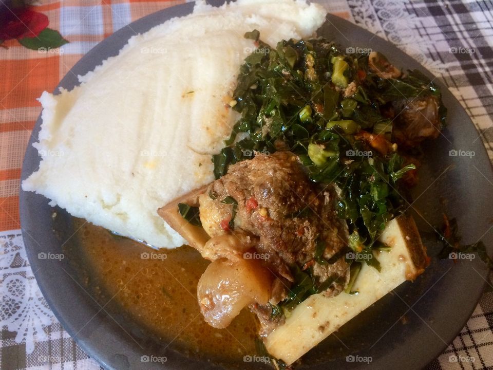 Chili bones and sadza.