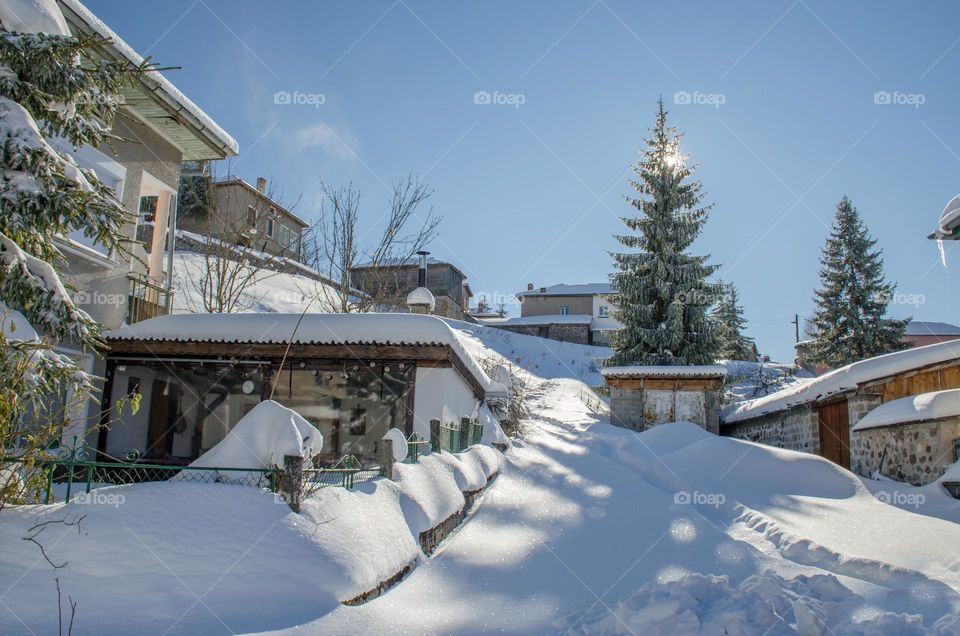 Winter landscape, Ravnogor Village, Bulgaria