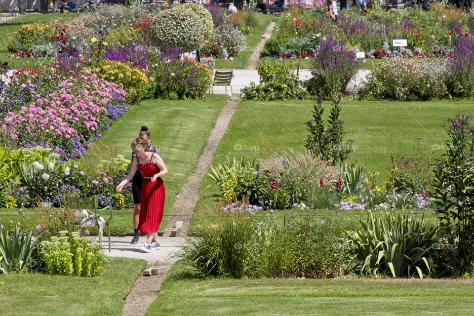 child playing in the garden