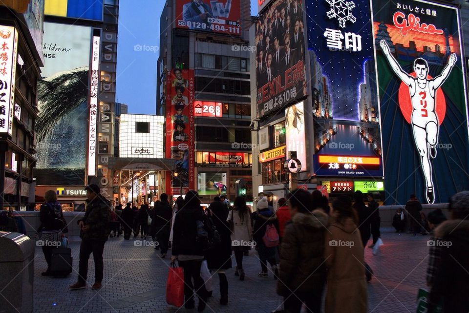 Japanese people shopping in Osaka