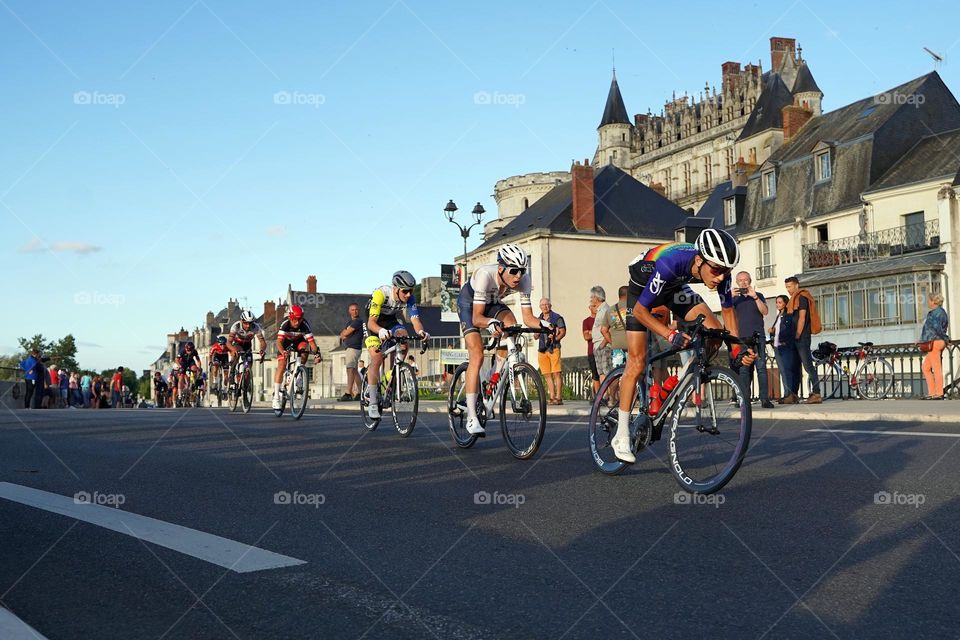 Bike race on the street in the old town