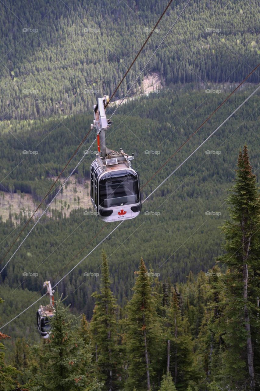 Canadian Gondola. Gondola ride in the Canadian Rockies (Banff, Alberta,  Canada)