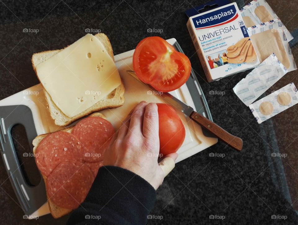 making a toast with plaster