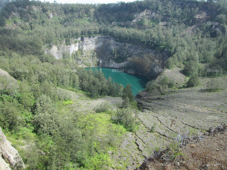 View of Lake Kelimutu in Kelimutu National Park, Flores, Indonesia.