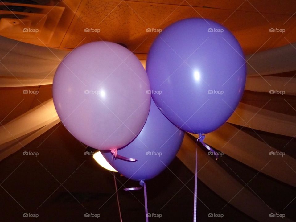 Baby Shower Balloons. An arrangement of pink and purple balloons from a friend's baby shower