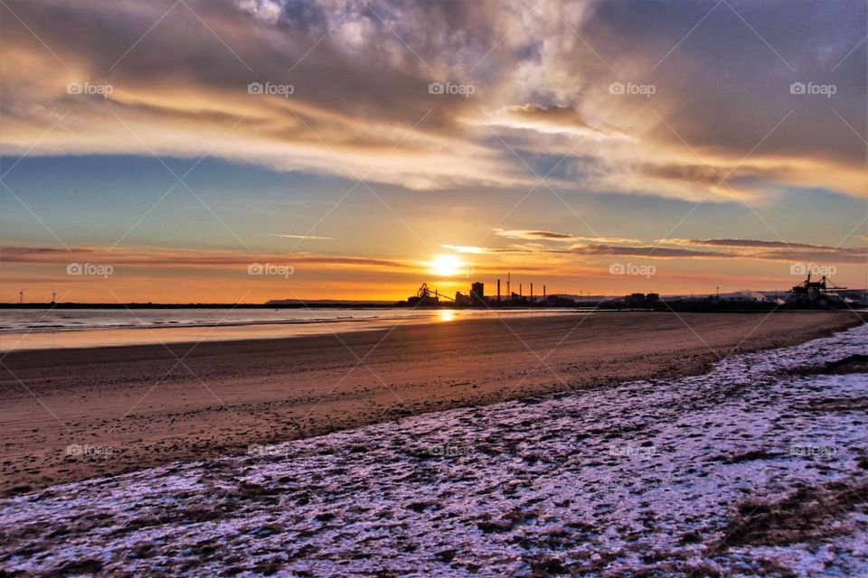 North Gare beach winter sunrise