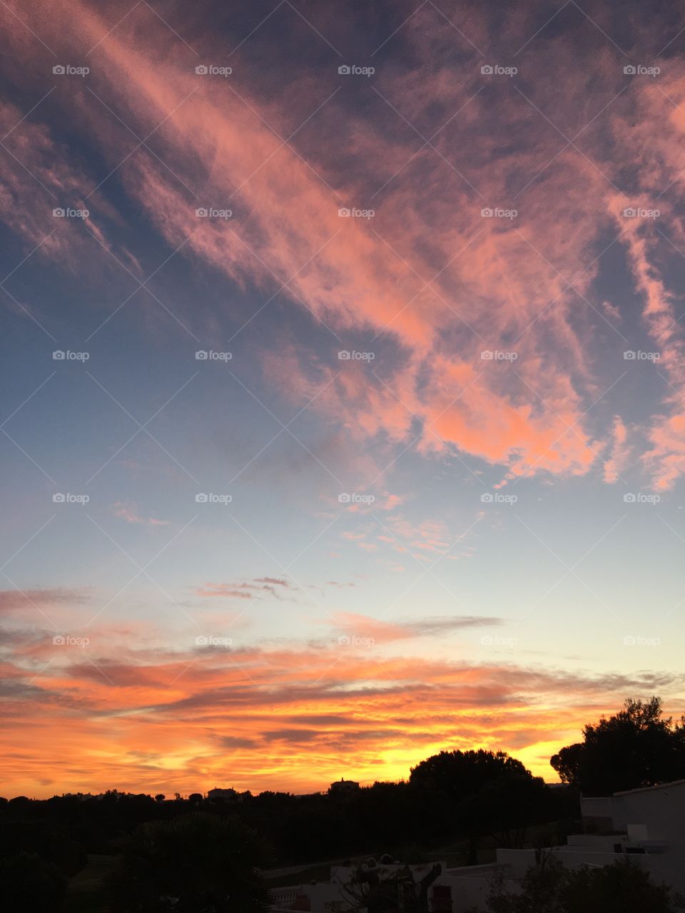 Great colored light in evening sky