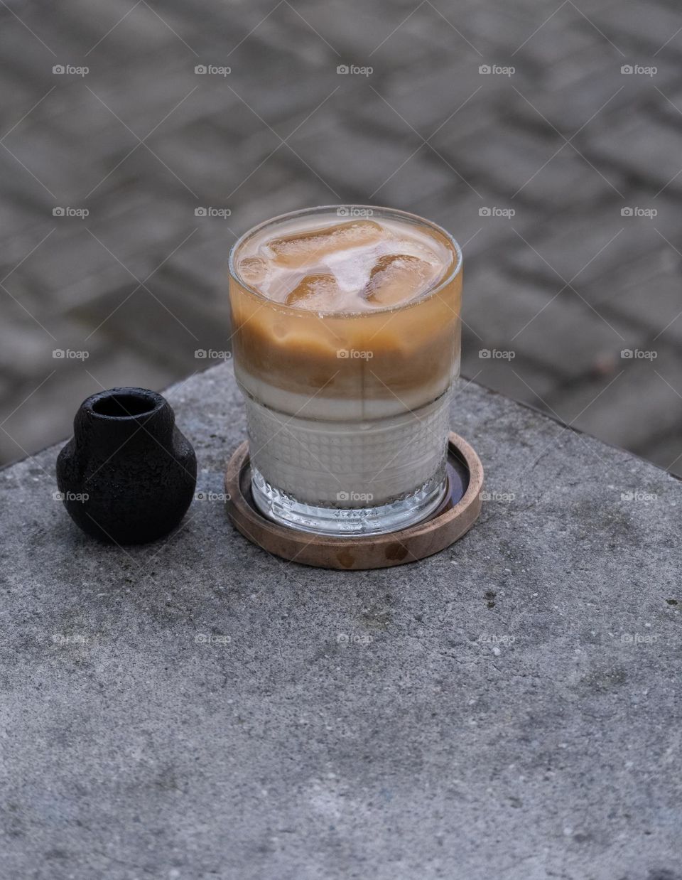 close up espresso ice with milk